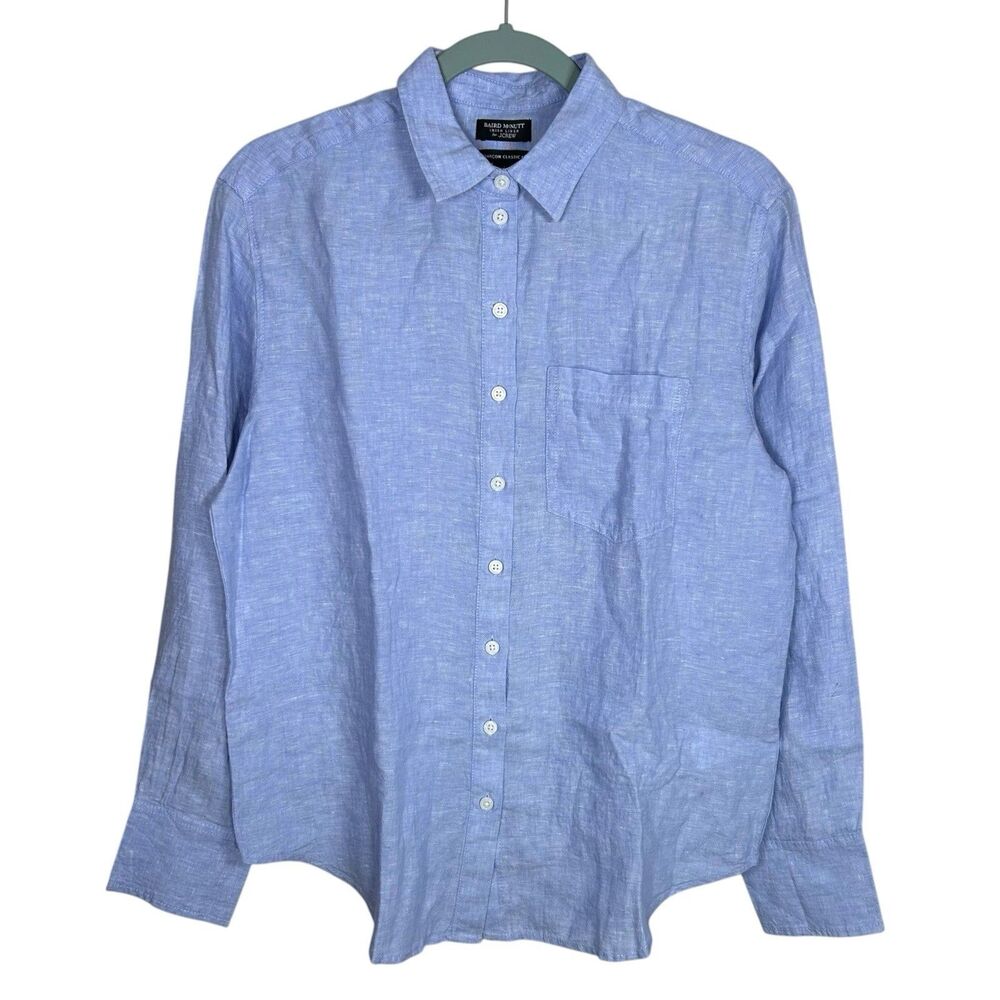 J Crew Baird McNutt Linen Shirt Womens 4 French Blue Garçon Button Up CG940